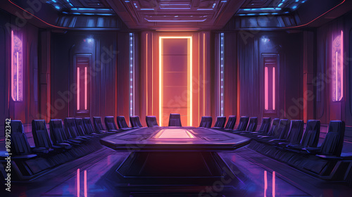 Galactic council chamber. Galactic Federation. Illustration