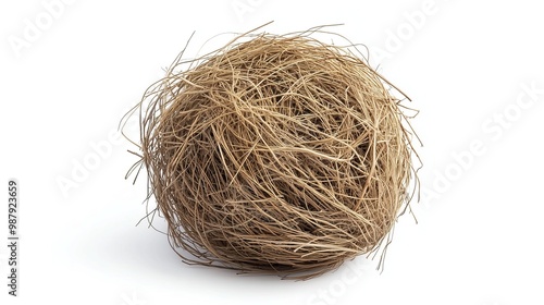 one single tumbleweed isolated on white background