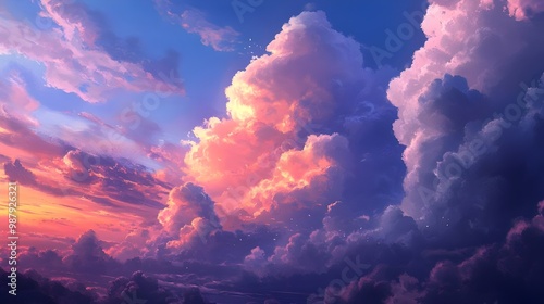 High-resolution clouds in anime style create breathtaking visual appeal image