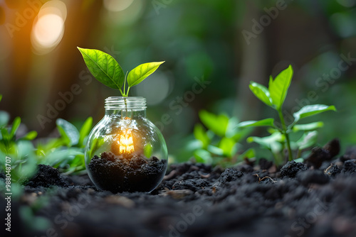 a cute little plant growing inside a flask with a tiny flame burning, captured in a close-up view..