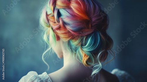 Woman with colorful hair