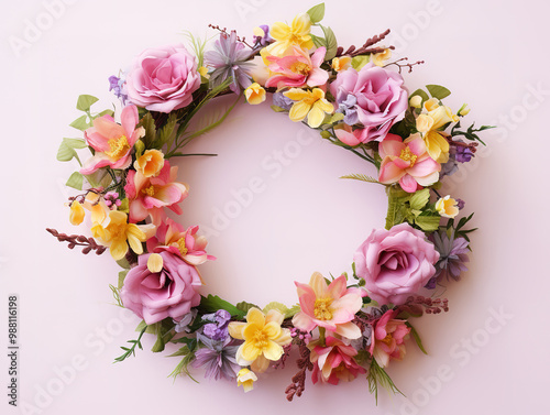 Making a Festive flower wreath, circlet of flowers, festival coronet of flowers.