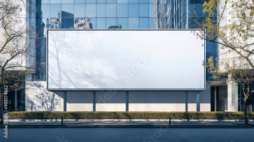 Blank advertising poster billboard in urban city. White banner with copy space