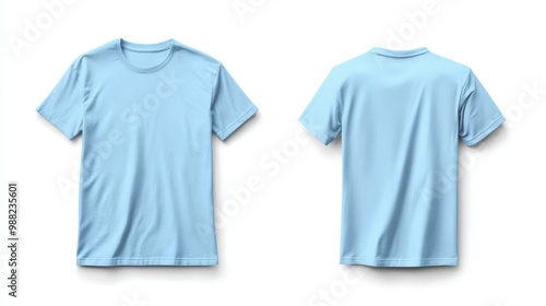 Light blue t-shirt mockup. T-shirt front and back template