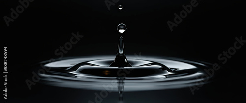 Water Droplet Splashing into Liquid