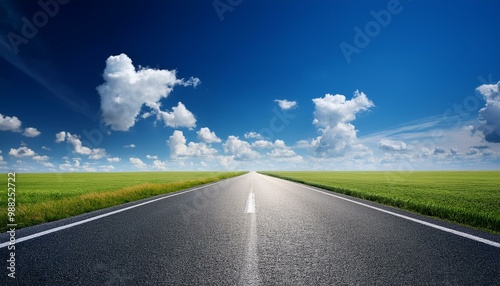 Summer blue sky and straight road