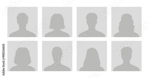 Default avatar profile icon. Gray placeholder. Man and woman