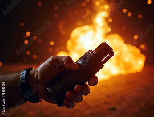 Remote detonation using detonator in a person hand