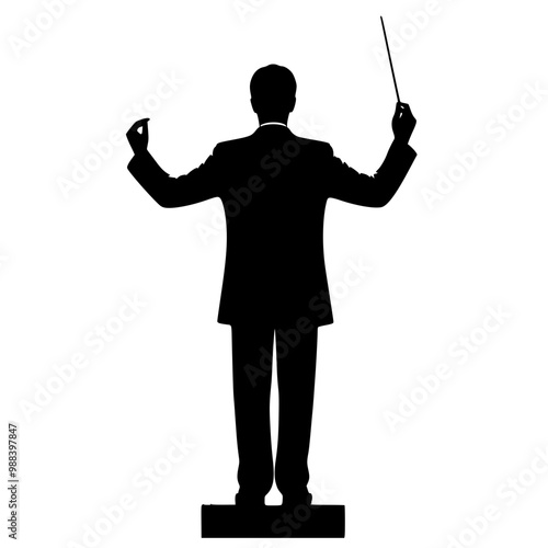 silhouette of orchestra conductor