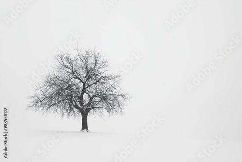 tree in snow, minimal landscape photography, nature background