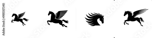 The winged horse is isolated from the pegasus in a modern heraldic symbol.