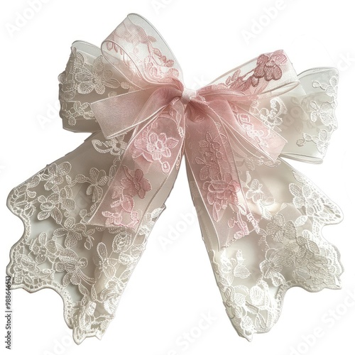 Elegant lace ribbon bow