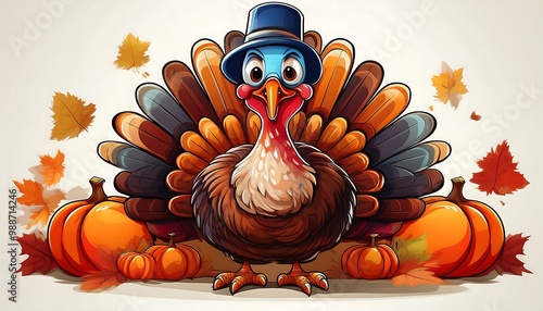 cartoon thanksgiving turkey white background