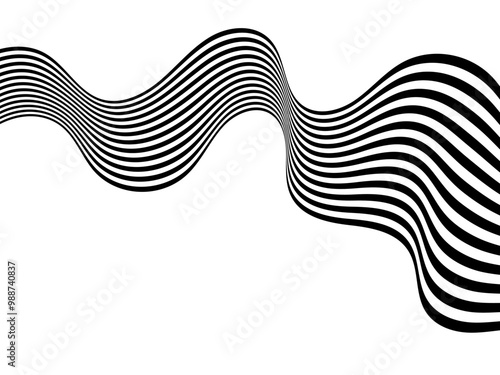 Wave design black and white. Seamless striped pattern. Vector illustration. Zebra lines. Eps 10