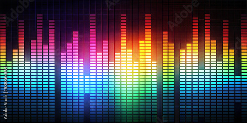 Music equalizer on black background. Rainbow sound equalizer wallpaper