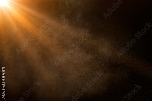 orange spotlight on stage or gods rays isolated on black background