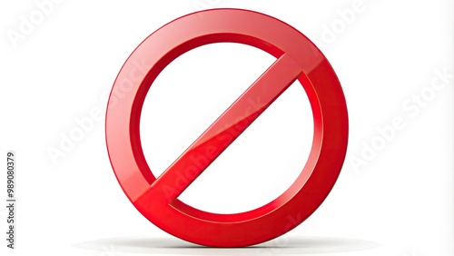 A bold, red circle with a diagonal line through it, universally indicating prohibition or refusal, isolated on a white background with a subtle gradient effect.