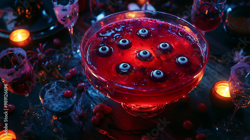 halloween punch with floating candy eyeballs