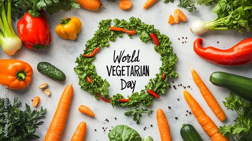 World Vegetarian Day Celebration with Fresh Vegetables