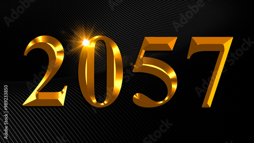 Number 2057 in gold text on black background