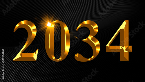 Number 2034 in gold text on black background