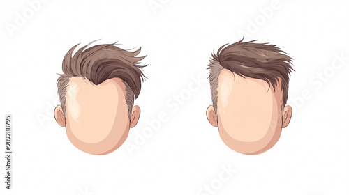 The two heads are drawn with different styles. One has a messy, unkempt look, while the other has a more polished, well-groomed appearance