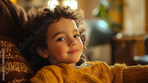 Portrait of a Young Child with Vitiligo Smiling at the Camera.