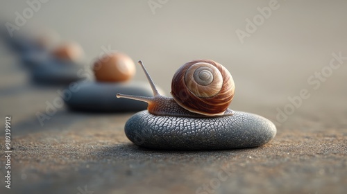 Snail on a Stepping Stone Path