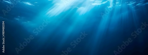 Underwater Sunlight Rays Blue Ocean Background