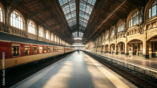 An Eastern European railway station with trains halted passengers waiting with uncertainty on their faces.