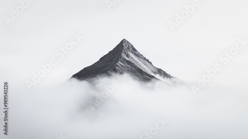 Majestic Mountain Peak Emerging From Clouds: A Breathtaking Landscape