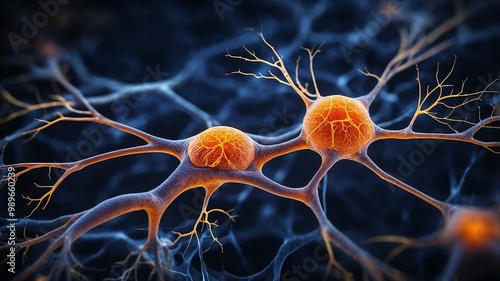 Abstract representation of a nerve cell showcasing its branching dendrites that lean towards the neuron body