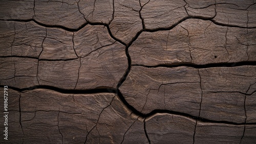 A piece of wood with deep cracks and splits