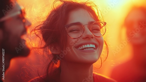 Smiling Woman with Sunset Glow