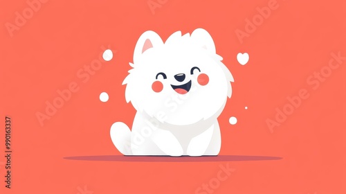 Experience the charm of a playful Samoyed puppy in this modern flat design, perfect for pet lovers and art enthusiasts alike.