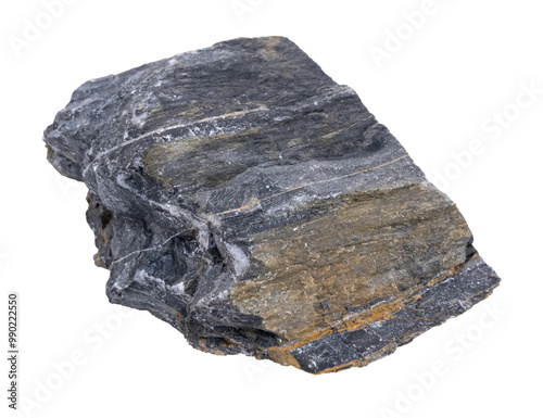 Black limestone rock. Stone specimen. Sedimentary rock.