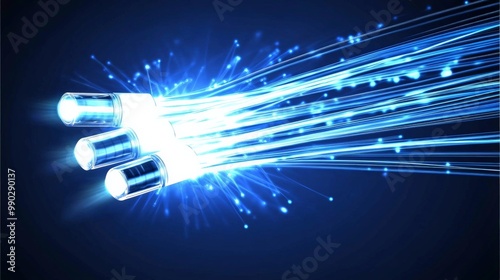 Fiber Optic Cables Transmitting High-Speed Internet Data