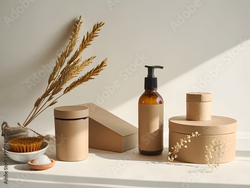 Elegant and Eco Friendly Biodegradable Packaging for Skincare Products Showcasing Natural Materials