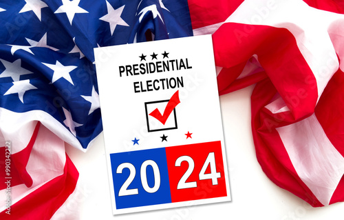 Presidential Election 2024 in United States. Vote day, November 5. US Election campaign. Make your choice Patriotic american illustration. Poster, card, banner and background