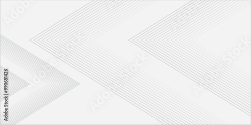 Technology banner design with white and grey arrows. Abstract geometric vector background.