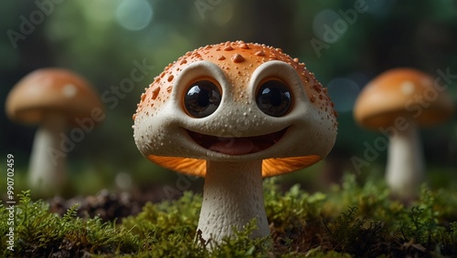 hallucinogenic mushroom with a happy face