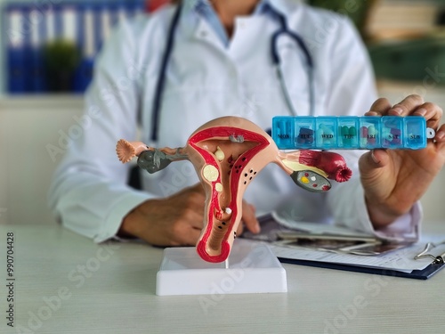 Gynecological examination of uterus and infertility treatment concept