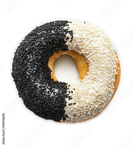 Black and White Sesame Donut with Yellow Filling