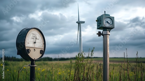 Rain Gauge and Wind Meter Devices in Field Measuring Weather Data for Renewable Energy