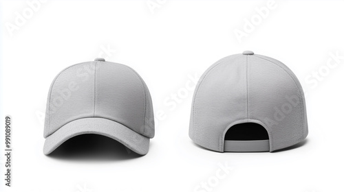 gray cap mockup front and back view on white background