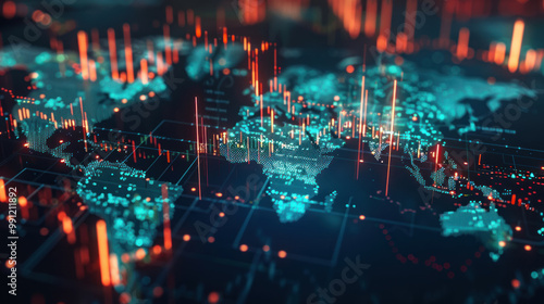 A digital platform showing global investment trends, tracking international stock markets, currency exchange rates, and foreign investments.