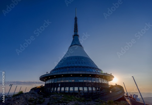 View of the TV transmitter on Mount Ještěd