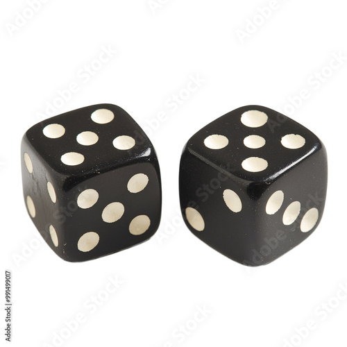 two black dice with white dots