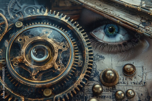 A detailed shot of someone's facial expression with a clock in the background, suitable for time-related or introspective concepts