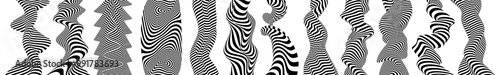 Black and white pattern with optical illusion. Applicable for placards, banners, book covers, brochures, planners or notebooks. 3d vector illustration.